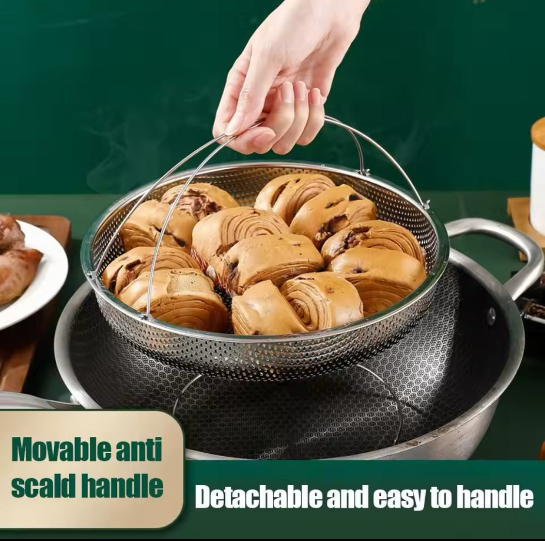 Stainless Steel Food Steamer With Handle, Multifunctional Fruit Washing Strainer With Detachable Stand, Pressure Cooker Steamer Basket, Reusable Kitchen Accessories Stainless Steel Food Steamer With Handle, Multifunctional Fruit Washing Strainer With Detachable Stand, Pressure Cooker Steamer Basket, Reusable Kitchen Accessories